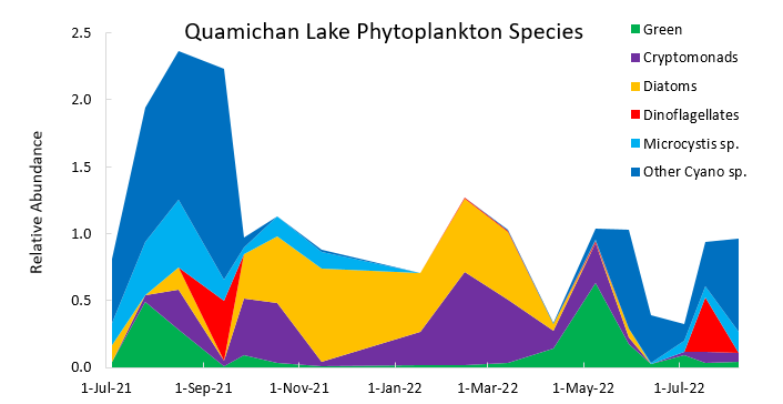 Graph showing the levels of phytoplankton in Lake Quamichan.